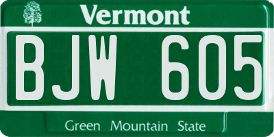 VT license plate BJW605