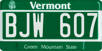 VT license plate BJW607