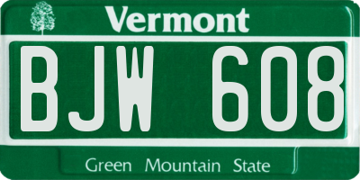 VT license plate BJW608