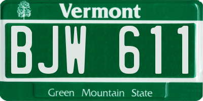 VT license plate BJW611