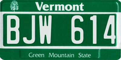 VT license plate BJW614