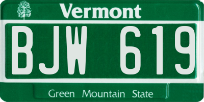 VT license plate BJW619