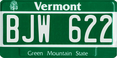 VT license plate BJW622