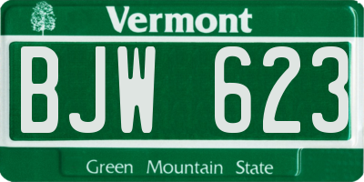 VT license plate BJW623