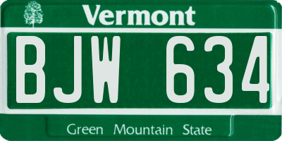 VT license plate BJW634