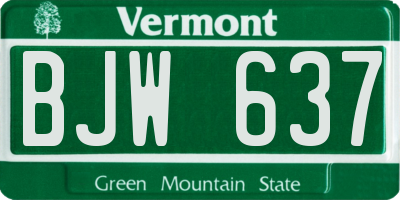 VT license plate BJW637