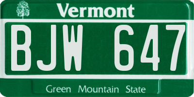 VT license plate BJW647
