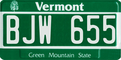 VT license plate BJW655