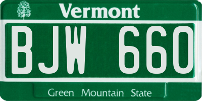VT license plate BJW660
