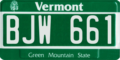 VT license plate BJW661