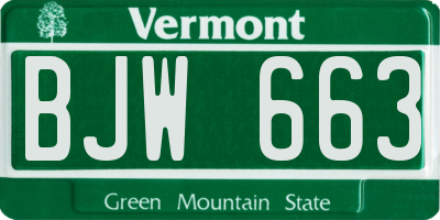 VT license plate BJW663