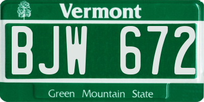 VT license plate BJW672