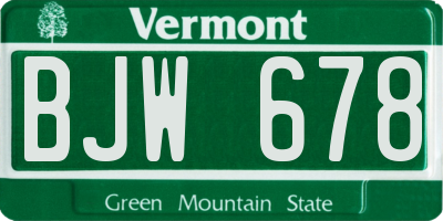 VT license plate BJW678
