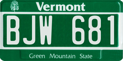 VT license plate BJW681