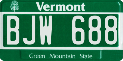 VT license plate BJW688