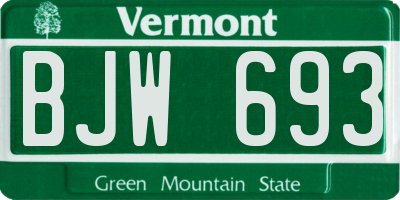 VT license plate BJW693