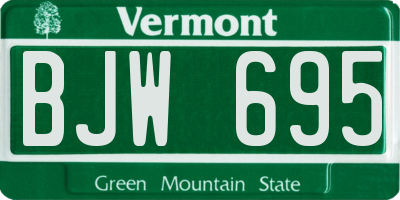 VT license plate BJW695