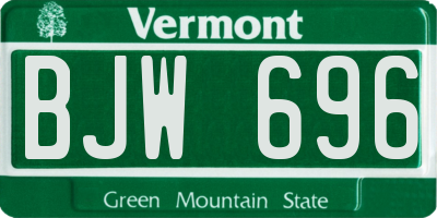 VT license plate BJW696