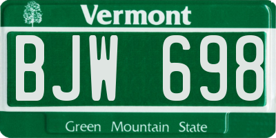 VT license plate BJW698