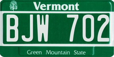 VT license plate BJW702
