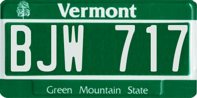VT license plate BJW717