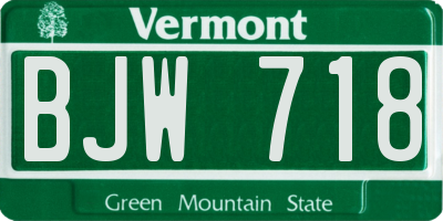 VT license plate BJW718