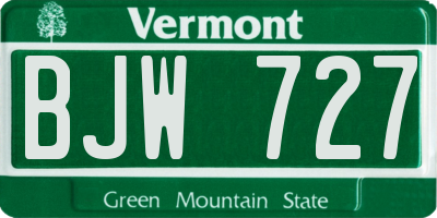 VT license plate BJW727