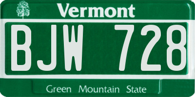 VT license plate BJW728