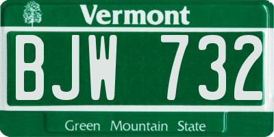VT license plate BJW732
