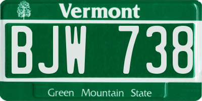 VT license plate BJW738