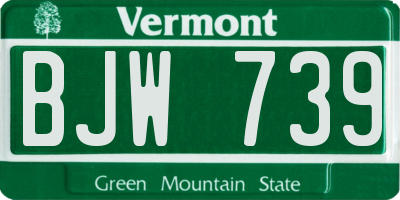 VT license plate BJW739