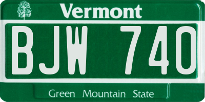 VT license plate BJW740