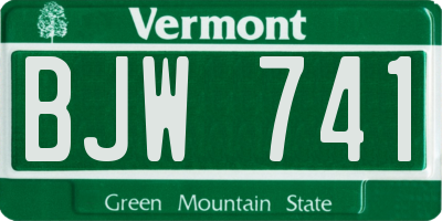 VT license plate BJW741