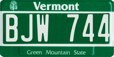 VT license plate BJW744