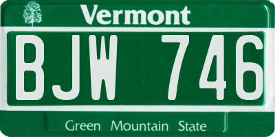 VT license plate BJW746