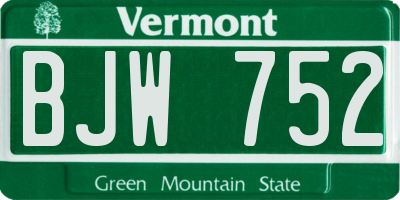 VT license plate BJW752