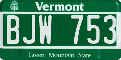 VT license plate BJW753