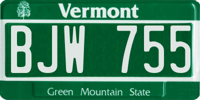 VT license plate BJW755