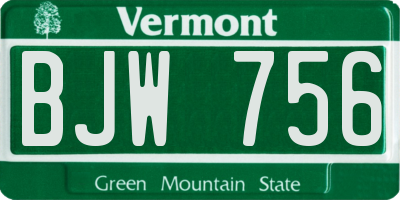 VT license plate BJW756