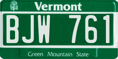 VT license plate BJW761