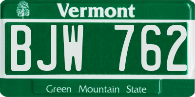 VT license plate BJW762