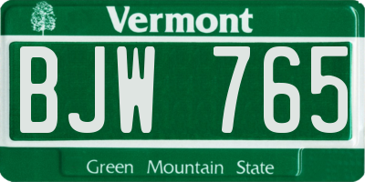 VT license plate BJW765