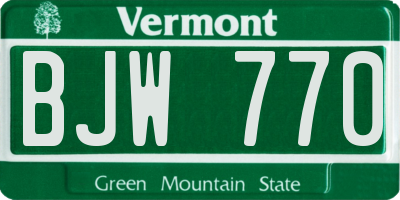 VT license plate BJW770
