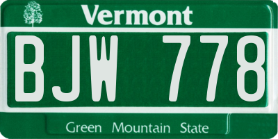 VT license plate BJW778
