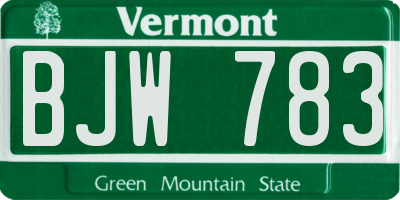 VT license plate BJW783