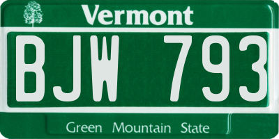 VT license plate BJW793