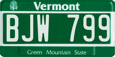 VT license plate BJW799