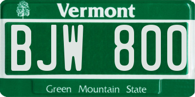 VT license plate BJW800
