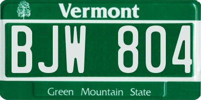 VT license plate BJW804