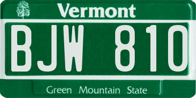 VT license plate BJW810